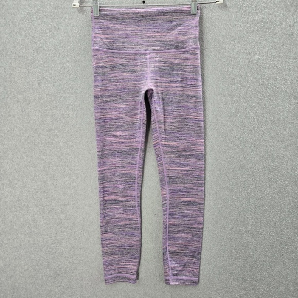 Lululemon Women Activewear Pants 4 Purple Leggings Mid Rise Logo 26 in Inseam